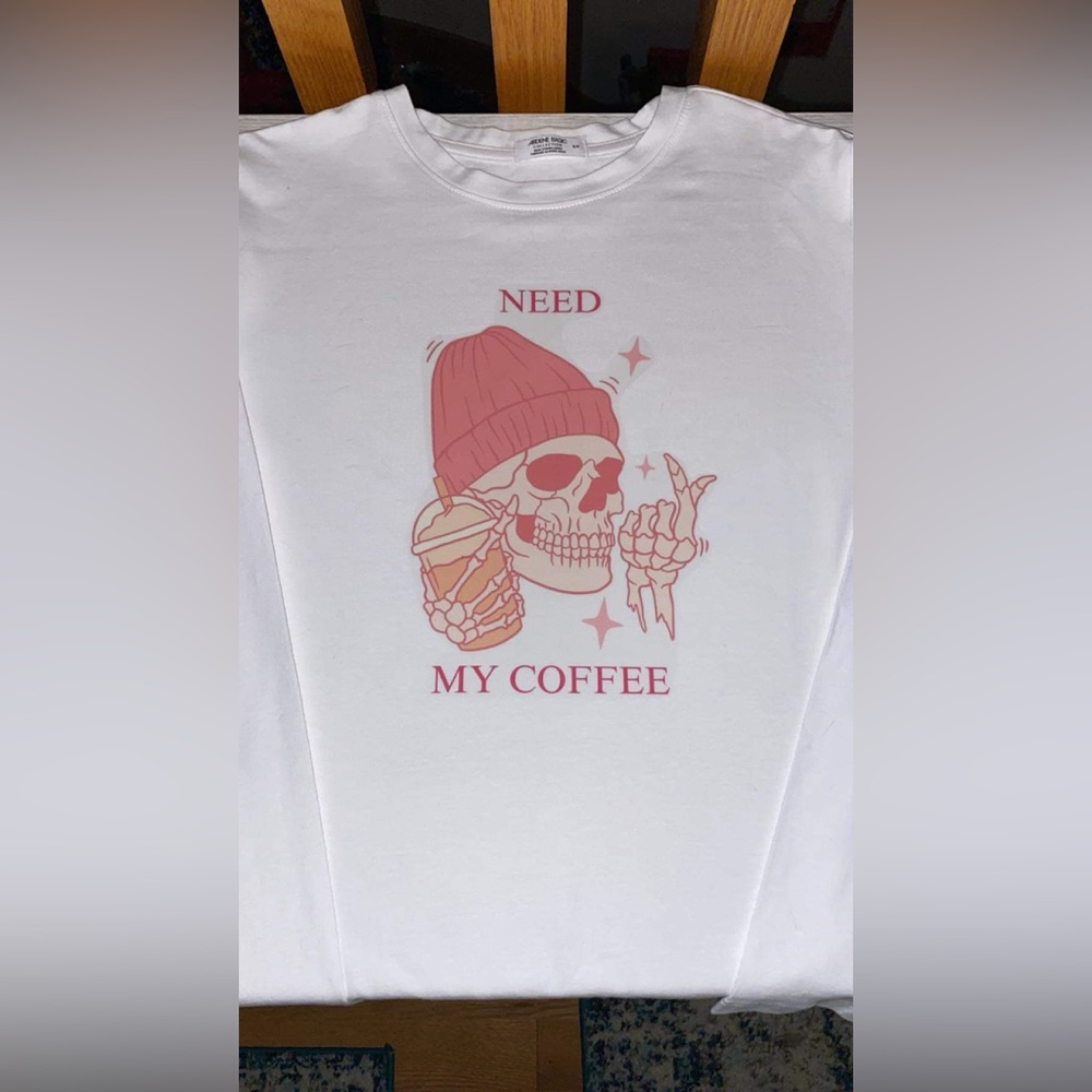 White, “need my coffee” long sleeve t-shirt - Picture 2 of 2